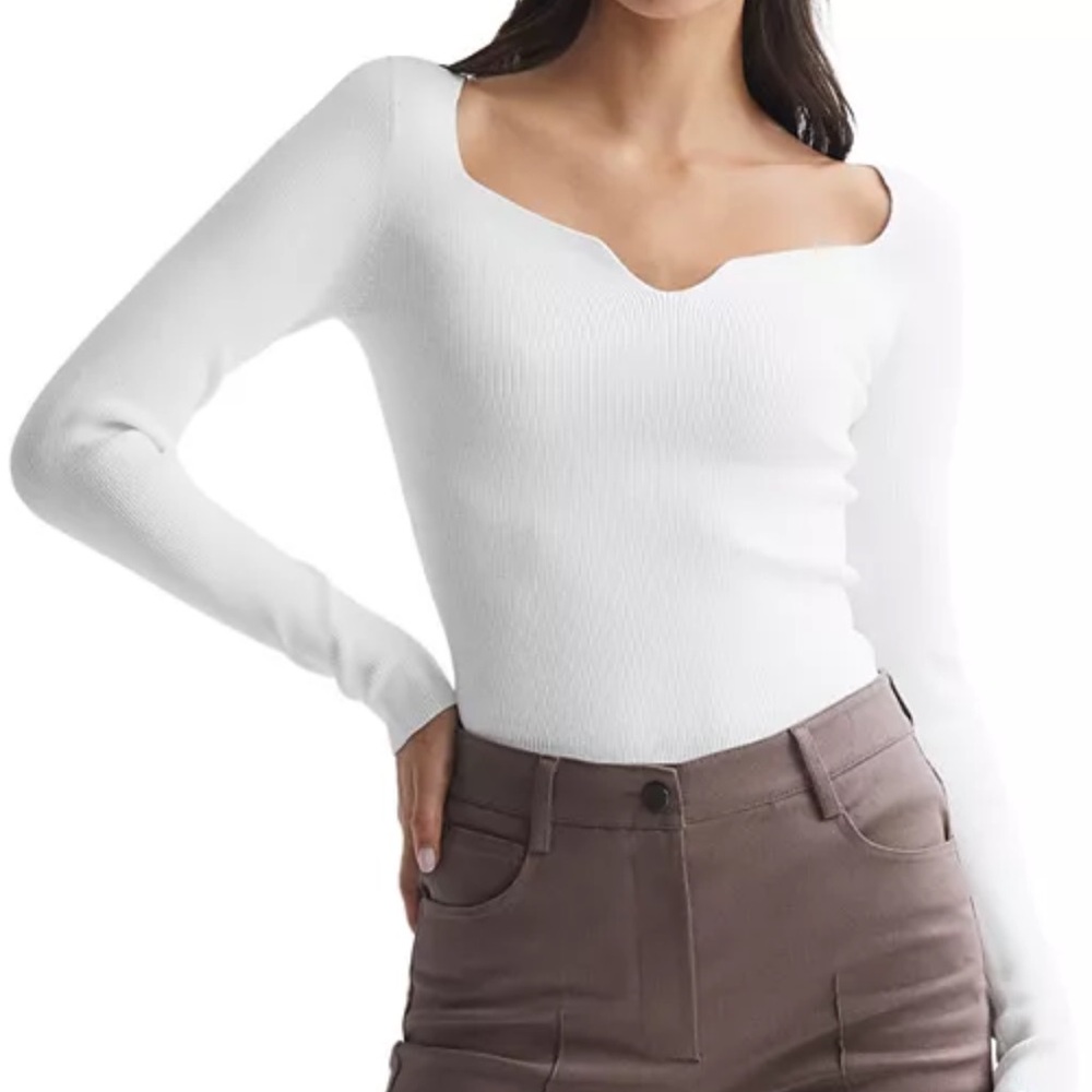 Reiss Emine Ribbed Sweetheart Sweater